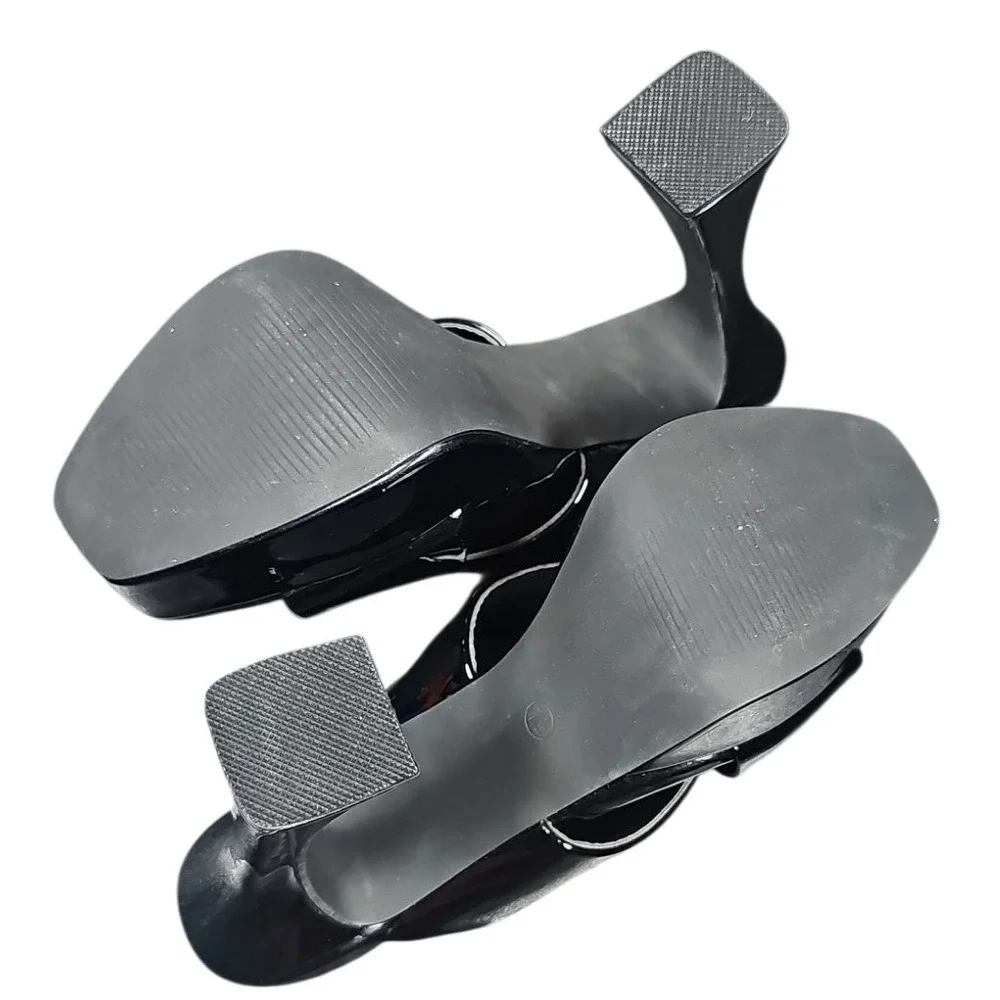 Liliana Platform Heels‎ Mules Criss Cross Open Toe Party Shoes Black 7.5 Nwot - Picture 7 of 9